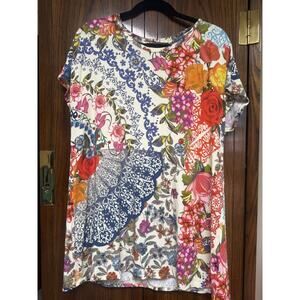 JOHNNY WAS Womens Tango Floral Print Dolman Sleeve Tunic Top Sz L